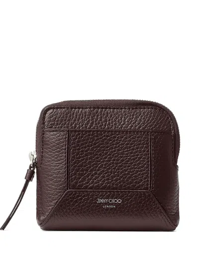 Jimmy Choo Zip-top Leather Wallet In Brown