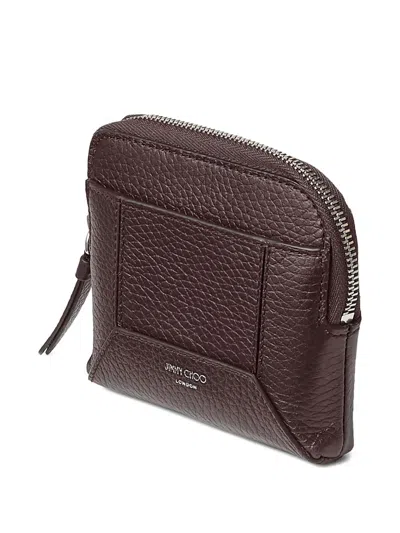 Jimmy Choo Zip-top Leather Wallet In Brown