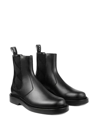 Jimmy Choo Woven-panel Chelsea Boots In Black