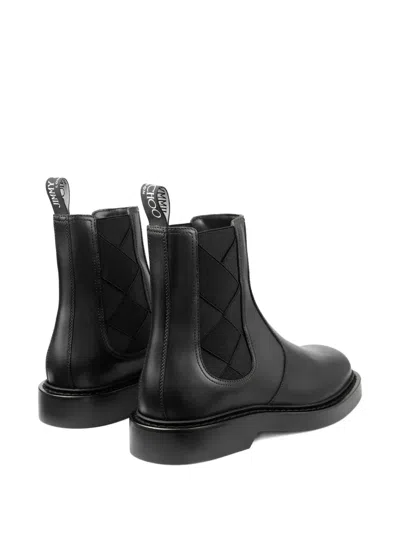 Jimmy Choo Woven-panel Chelsea Boots In Black
