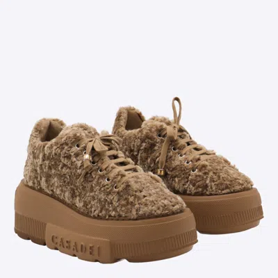 Casadei Low Top Sneakers Platform Sole In Brown