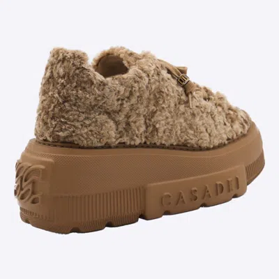 Casadei Low Top Sneakers Platform Sole In Brown