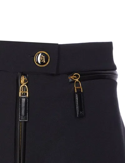 Elisabetta Franchi Mini Skirt With Front Slit In Black