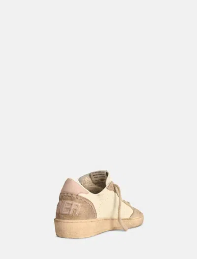 Golden Goose 'ballstar' White Low Top Sneakers With Glittered Star Patch On The Side And Glittered Heel With Logo In Multi