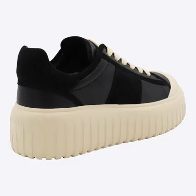 Hogan Leather And Suede Sneakers With Contrasting Sole In Black
