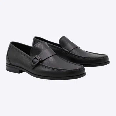 Ferragamo Monogram Pattern Buckle Detail Loafers