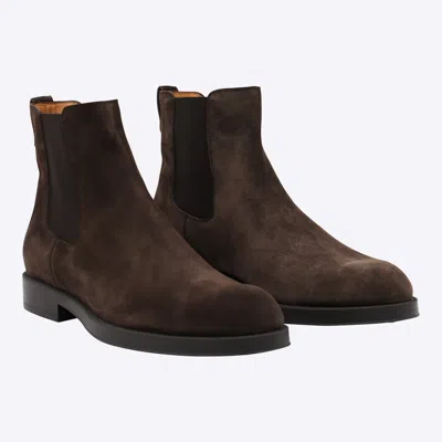 Tod's Round Toe Suede Chelsea Boots With Elastic Side Panels