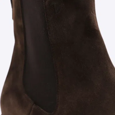Tod's Round Toe Suede Chelsea Boots With Elastic Side Panels