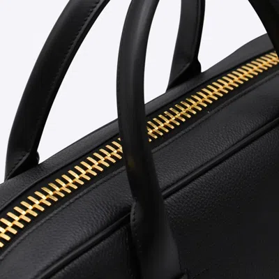 Tom Ford Black Leather Shoulder Bag In Black