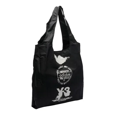 Y-3 Foldable Black Tote Bag With Logo Print In Black