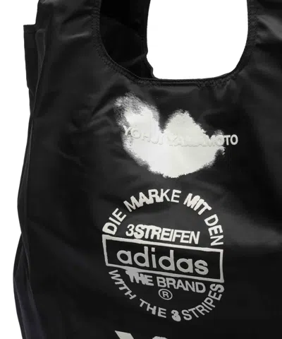 Y-3 Foldable Black Tote Bag With Logo Print In Black