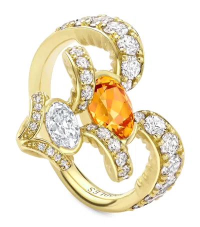 Boodles Yellow Gold, Diamond And Garnet Gazelle Inside Africa Ring