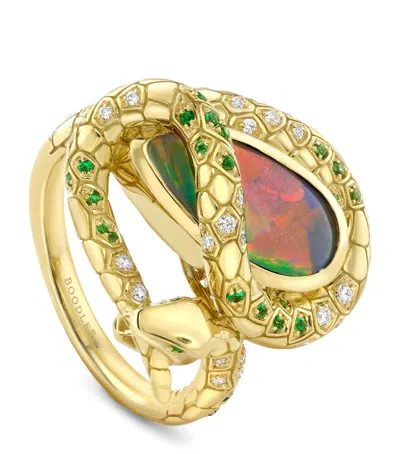 Boodles Yellow Gold, Diamond, Opal And Tsavorite Green Mamba Inside Africa Ring