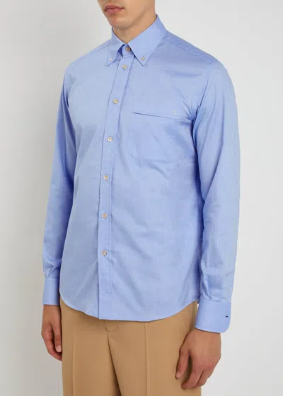 Valentino Garavani Cotton Oxford Shirt With Vlogo Embroidery In Multi