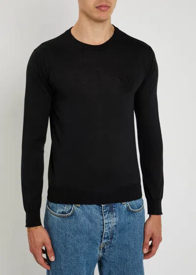 Valentino Wool Crew Neck Sweater In Black