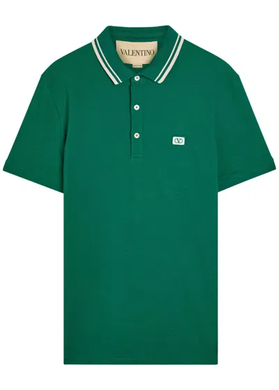 Valentino Polo Jersey Regular Embroidered Dreamatic In Green