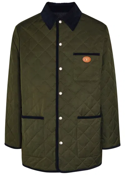 Valentino Garavani Olive Quilted Jacket With Vlogo Patch