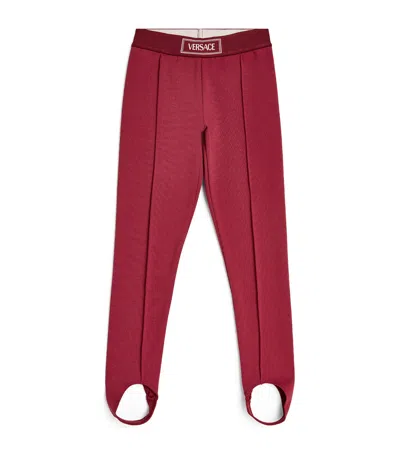 Versace Logo Stirrup Leggings In Pink