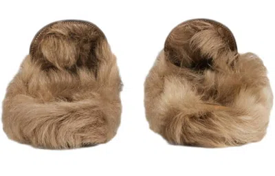 Gucci Tiger Head Embroidered Leather One Pedal Flat Shoes Black Fleece Lined