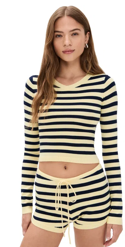 Lioness Barbie Long Sleeve Top Navy Stripe In Neutral