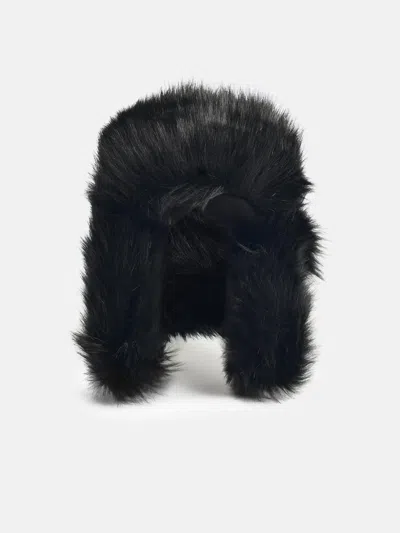 Ruslan Baginskiy 'aviator' Black Faux Fur Beanie