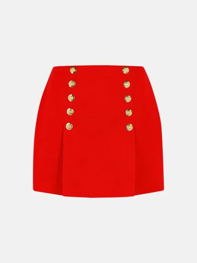 Balmain Short Skirt In Red Virgin Wool