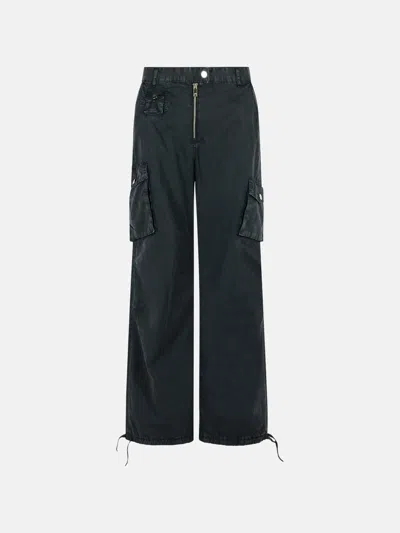 Ganni 'cargo' Black Washed Cotton Twill Pants