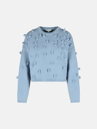 Jw Anderson 'crop' Sweater In Light Blue Cotton Blend In Blue
