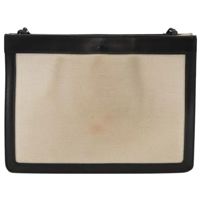 Pre-owned Balenciaga Navy Pouch Beige Canvas Clutch Bag ()