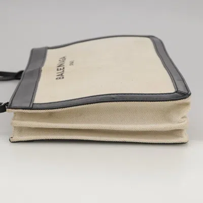 Pre-owned Balenciaga Navy Pouch Beige Canvas Clutch Bag ()