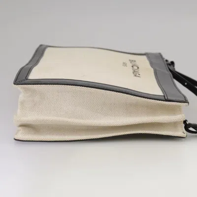 Pre-owned Balenciaga Navy Pouch Beige Canvas Clutch Bag ()
