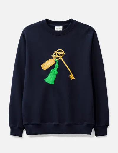 Drôle De Monsieur Embroidered Long-sleeve Sweatshirt In Blue