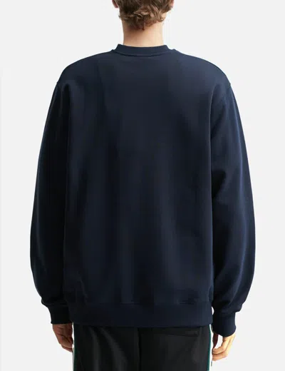 Drôle De Monsieur Embroidered Long-sleeve Sweatshirt In Blue