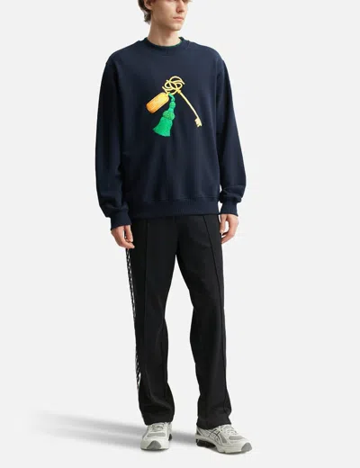 Drôle De Monsieur Embroidered Long-sleeve Sweatshirt In Blue