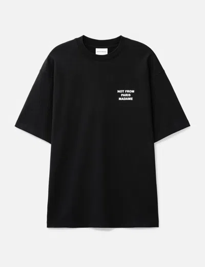 Drôle De Monsieur Black Crewneck T-shirt With Slogan Print On The Front And Back