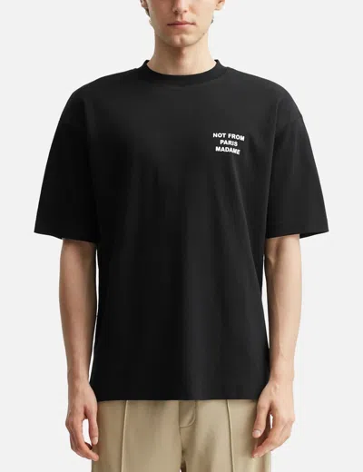 Drôle De Monsieur Black Crewneck T-shirt With Slogan Print On The Front And Back