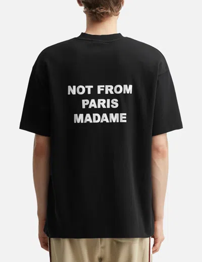 Drôle De Monsieur Black Crewneck T-shirt With Slogan Print On The Front And Back