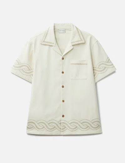 Drôle De Monsieur Cotton Braid-embroidery Short-sleeve Shirt In White