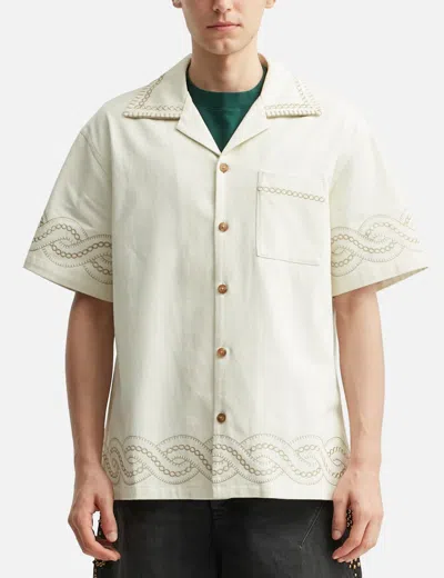 Drôle De Monsieur Cotton Braid-embroidery Short-sleeve Shirt In White