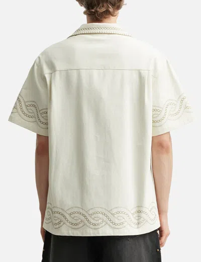 Drôle De Monsieur Cotton Braid-embroidery Short-sleeve Shirt In White