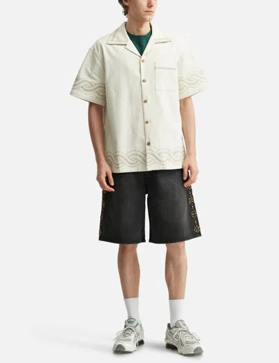 Drôle De Monsieur Cotton Braid-embroidery Short-sleeve Shirt In White
