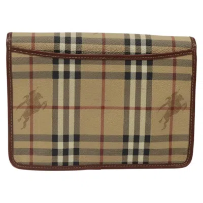 Pre-owned Burberry Nova Check Beige Canvas Clutch Bag ()