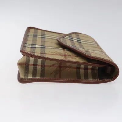 Pre-owned Burberry Nova Check Beige Canvas Clutch Bag ()