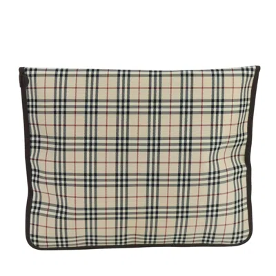 Pre-owned Burberry Nova Check Beige Canvas Clutch Bag ()