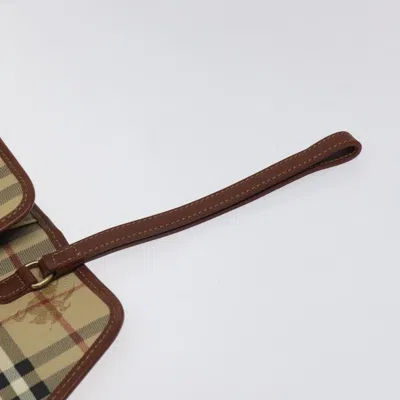 Pre-owned Burberry Nova Check Beige Canvas Clutch Bag ()