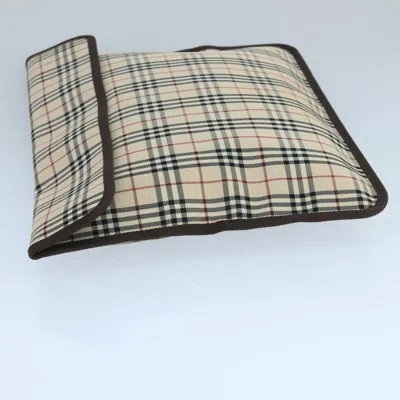 Pre-owned Burberry Nova Check Beige Canvas Clutch Bag ()