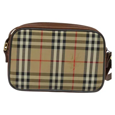 Pre-owned Burberry Nova Check Beige Canvas Shoulder Bag ()