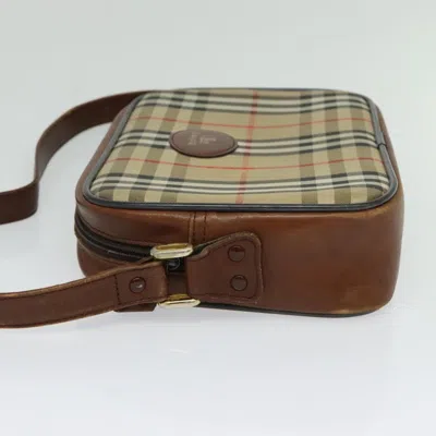 Pre-owned Burberry Nova Check Beige Canvas Shoulder Bag ()