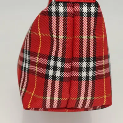 Pre-owned Burberry Nova Check Red Nylon Clutch Bag ()
