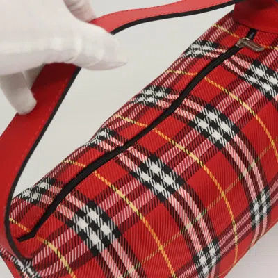 Pre-owned Burberry Nova Check Red Nylon Clutch Bag ()